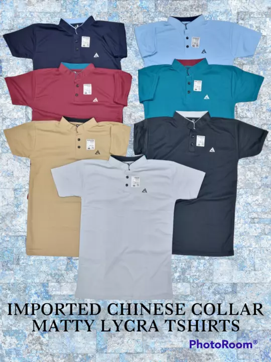 Product image with price: Rs. 150, ID: imported-chinese-collar-matty-lycra-tshirts-01e0a9da