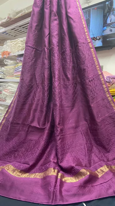 Saree with blouse uploaded by Latest chikan karigari on 10/23/2022
