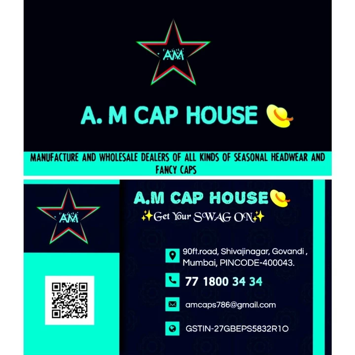Visiting card store images of A•M CAP HOUSE 👒🧢