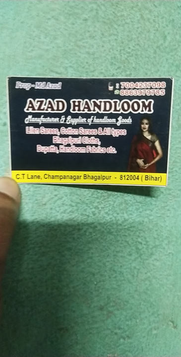 Visiting card store images of Azad handloom