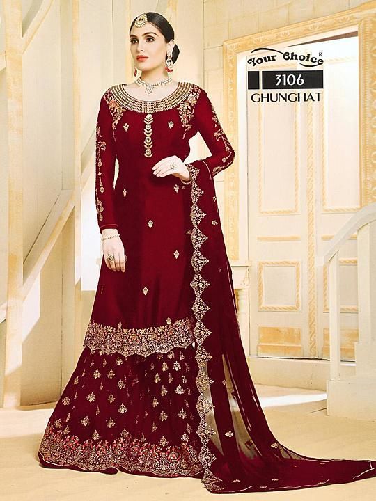 Post image 👗R3106 Fabric Details :- 👗

👗Top :- Georgette  With Embroidery work + with Ston

👗Inner :- Santoon

👗Plazo :- Georgette with  hevy work with ston stitched free size

👗Dupatta :- hevy naznin with work with ston 

👗Size :- Max up to 48💯

👗Type :- Semi Stitched ( Material ) 

👗Weight :- 1.5 kg 

👗Wash:- First time Dry clean 

👗Single ready

Price :- 1200/-+ shipping