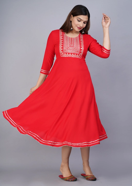 AT BRAND FASHION Reyon Red Colour M Size kurti  uploaded by business on 10/25/2022