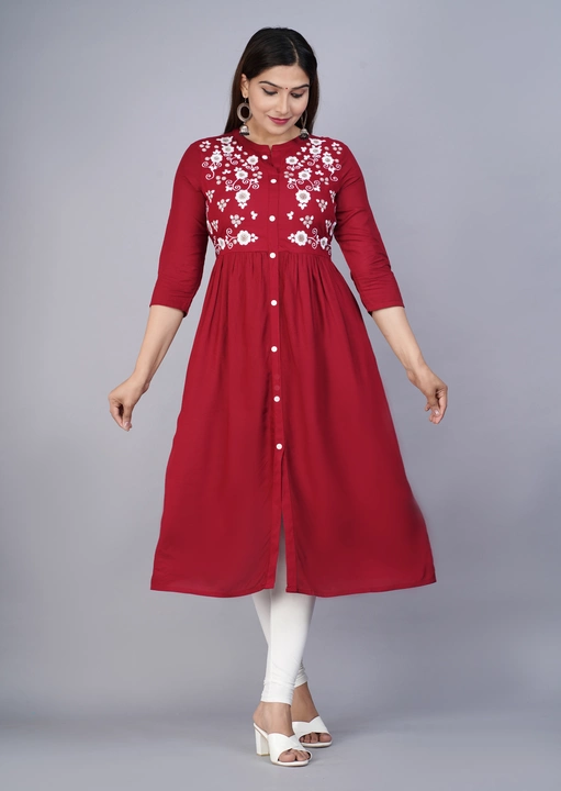 AT BRAND FASHION Reyon Embroidery Kurti  uploaded by business on 10/25/2022