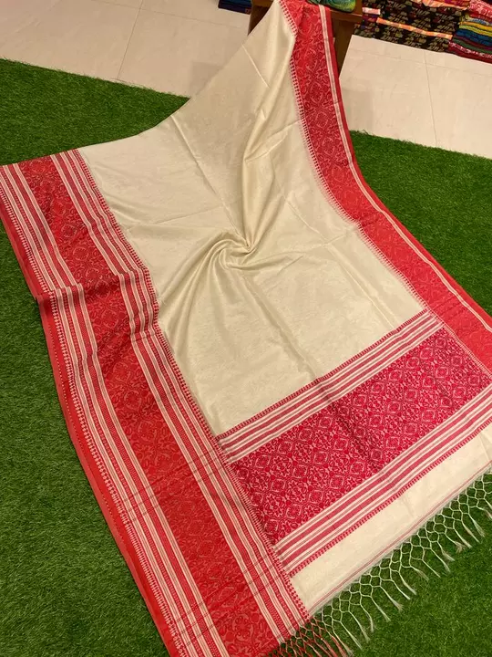 Red White Tussor Jamdani Saree uploaded by business on 10/25/2022