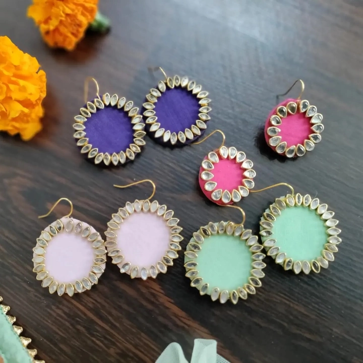 Fabric and kundan studs. Very affordable and attractive for bulk ordering uploaded by business on 10/25/2022