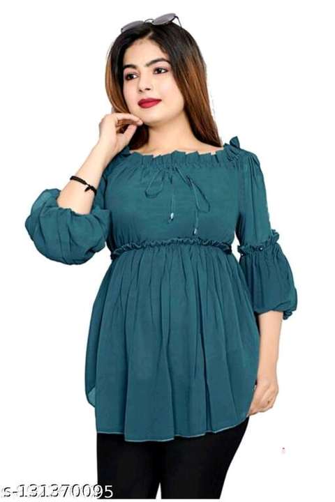 Post image I want 1 1 of Women's top at a total order value of 500. I am looking for Catalog Name:*Pretty Modern Women Tops &amp; Tunics*
Fabric: Georgette
Sleeve Length: Three-Quarter Slee. Please send me price if you have this available.