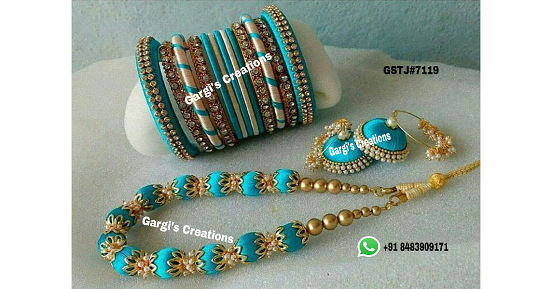 Post image ●Silk Thread #Bangle's, #Earings and #Necklace set.......