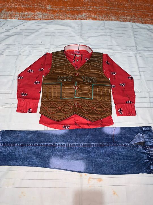 3pic set cotton shirt with jacket &jeans pant uploaded by Fresh Fashion on 10/26/2022