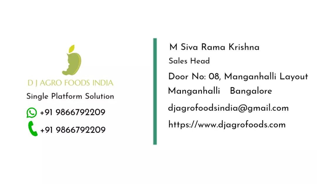 Visiting card store images of D J Agro Foods India