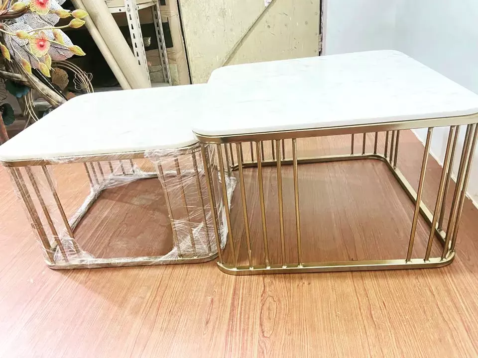Post image We are crafting elegant Coffee tables and Centre tables, which will completely enhance the beauty of your living room,  made of MS with premium quality of Electroplating finishing and well polished marble tops