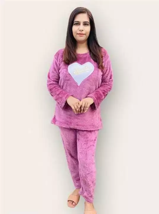 *Women Winter Heart Print Furr Warm Top and Bottom Set Night Suit* *Price 499* *Free Shipping Fre uploaded by SN creations on 10/27/2022