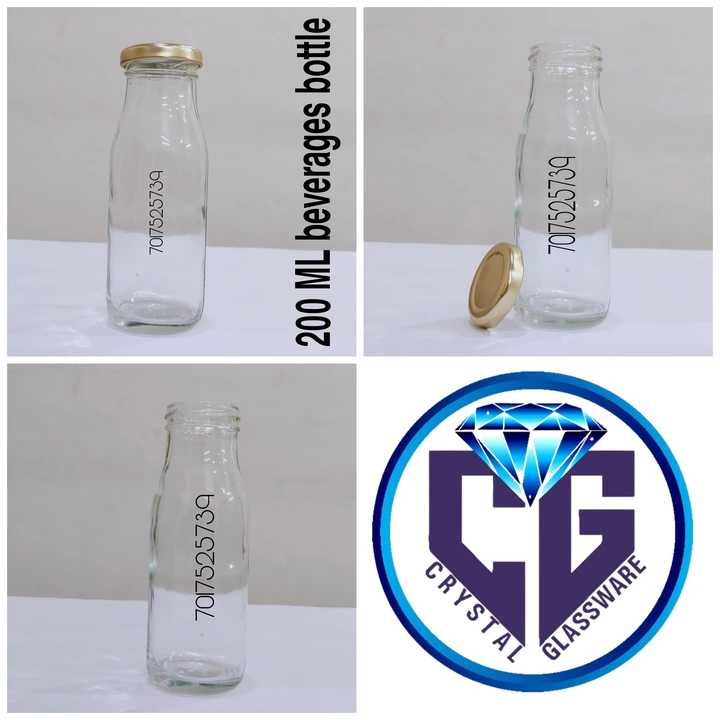 200 ML GLASS MILK BOTTLE WITH 43 MM LUG CAP uploaded by Crystal Glassware on 10/27/2022