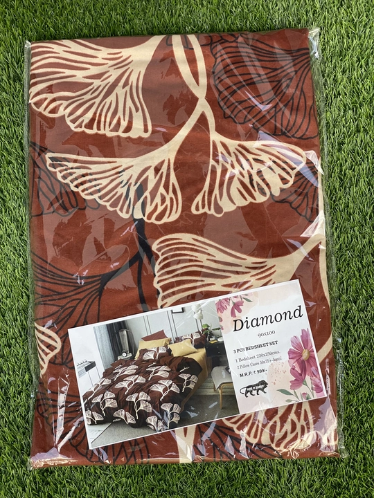 Diomond Double Bed Sheet Set With Pillow Covers uploaded by Maina Textiles on 10/27/2022