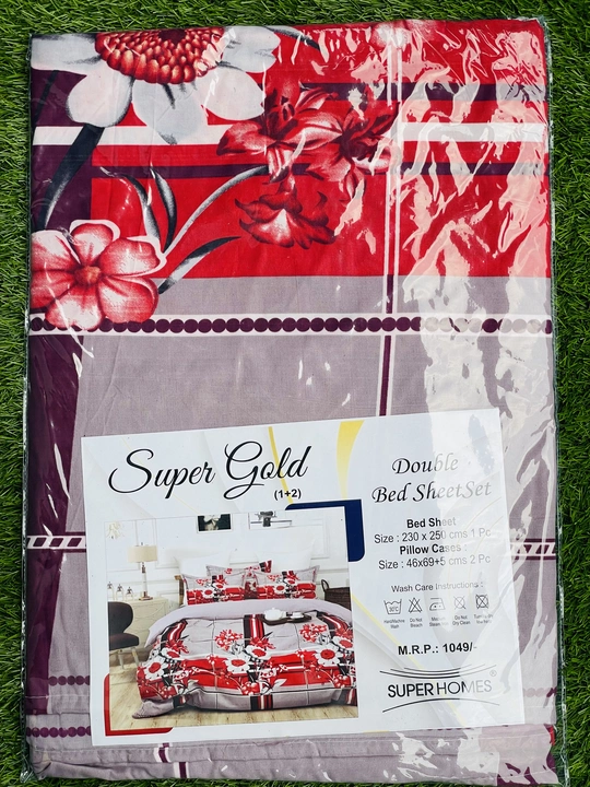 Super Gold Double Bed Sheet Set With Pillow Covers uploaded by Maina Textiles on 10/27/2022