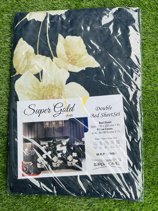Super Gold Double Bed Sheet Set With Pillow Covers uploaded by Maina Textiles on 10/27/2022