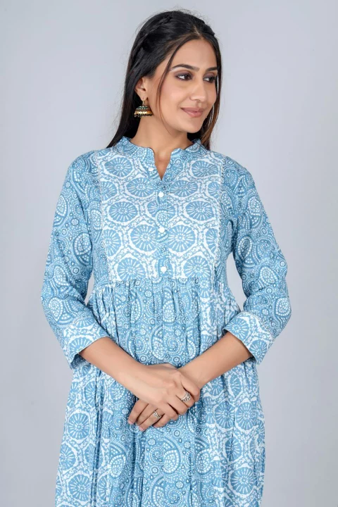 Draft clothing  cotton printed gathered kurta and palazzo set for women's  uploaded by Draft clothing on 10/28/2022