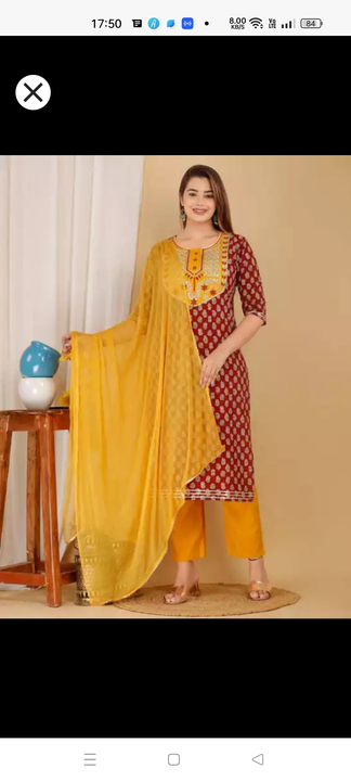 Post image I want to buy 10 pieces of Kurti pant with dupatta . Please send price and products.