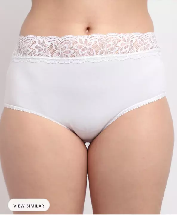 Women white solid basic cotton briefs with lace uploaded by Amitto on 10/28/2022
