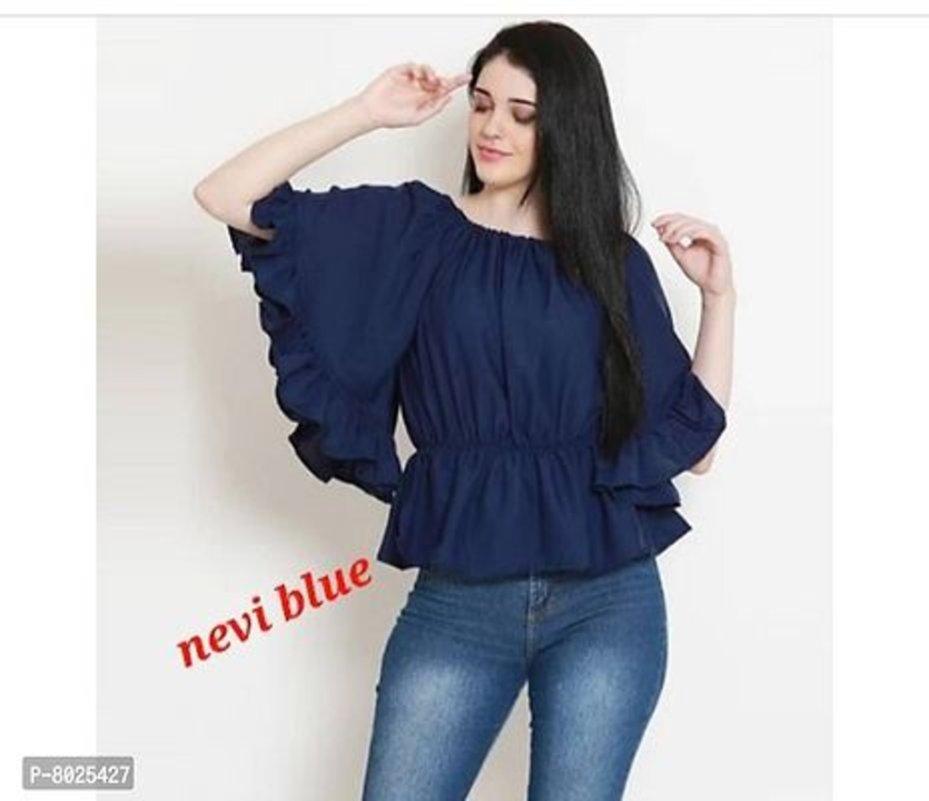 Post image women wing top
Size: SMLXL
 Color:  Green
 Fabric:  Crepe
 Type:  Crop Length
 Style:  Flared
 Design Type:  Blouson
 Sleeve Style:  Flared Sleeves
Within 6-8 business days However, to find out an actual date of delivery, please enter your pin code.
women wing top