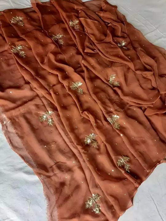 Pure chiffon saree And hand work with blouse sarees  uploaded by business on 10/29/2022