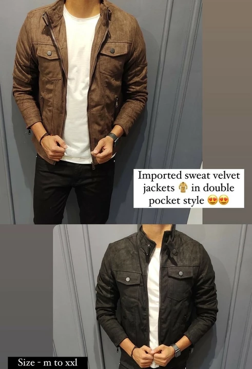 Sweat leather jacket premium quality proper sizes M L XL XXL 5 colors 
Black brown camel golden grey uploaded by business on 10/29/2022