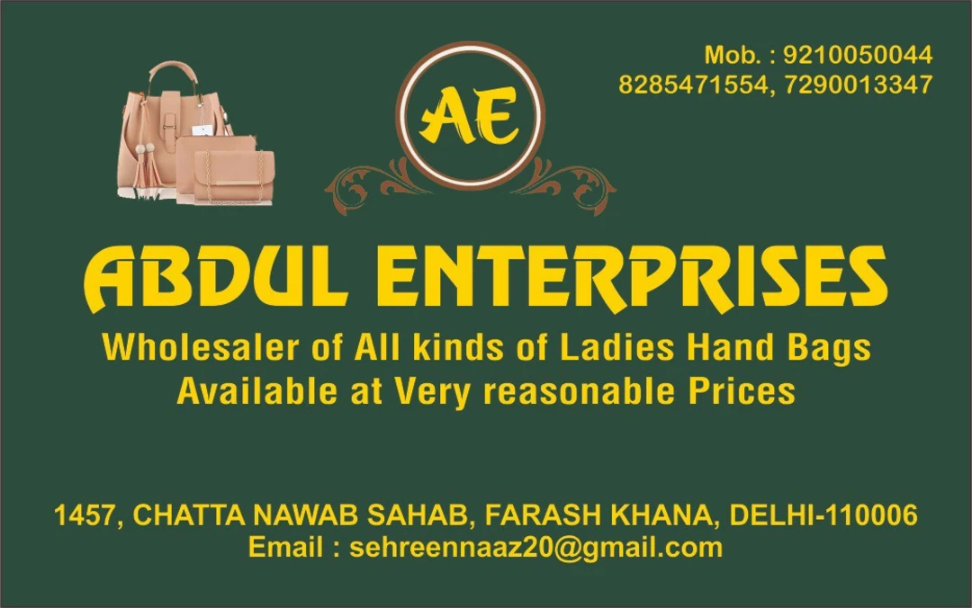 Visiting card store images of Abdul Enterprises