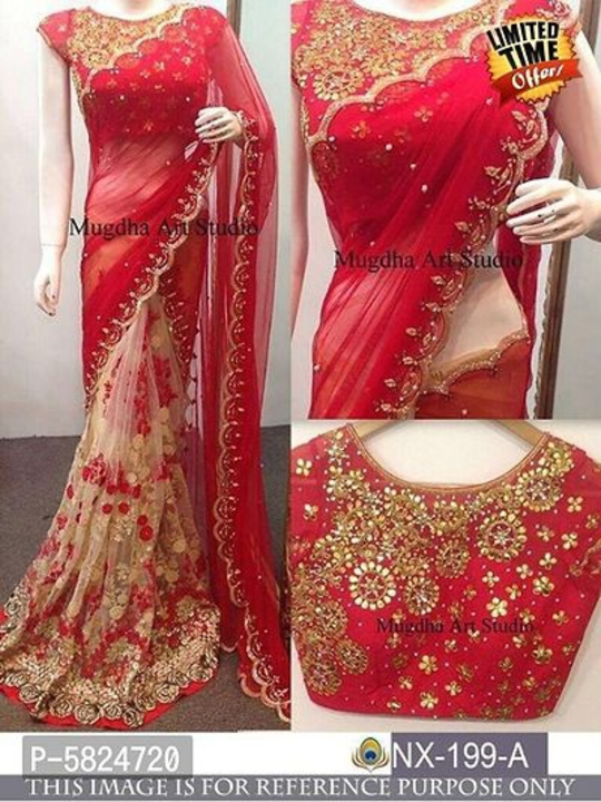Georgette and Net Heavy Embroidery Work Party Wear Saree with Fancy Blouse piece
 uploaded by Ekdant Enterprises  on 10/30/2022