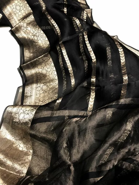 Organza silk sarees (black) uploaded by business on 10/30/2022