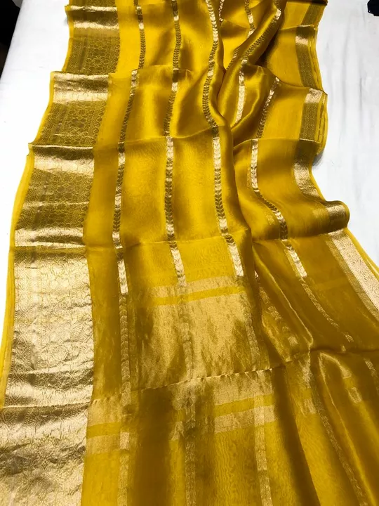 Organza silk sarees( yellow) uploaded by business on 10/30/2022