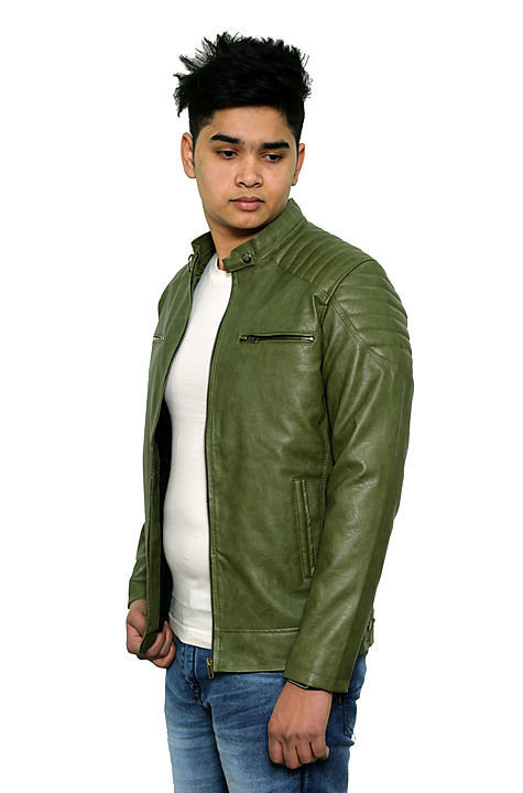SST GREEN LEATHER JACKET FOR MEN  uploaded by TURAAB CRAFTS OPC PVT LTD on 1/14/2021