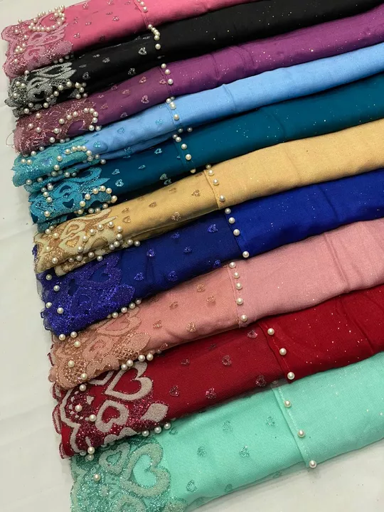 Rayon full glitter with heart lace nd pearl uploaded by Hijab un nisa on 10/31/2022