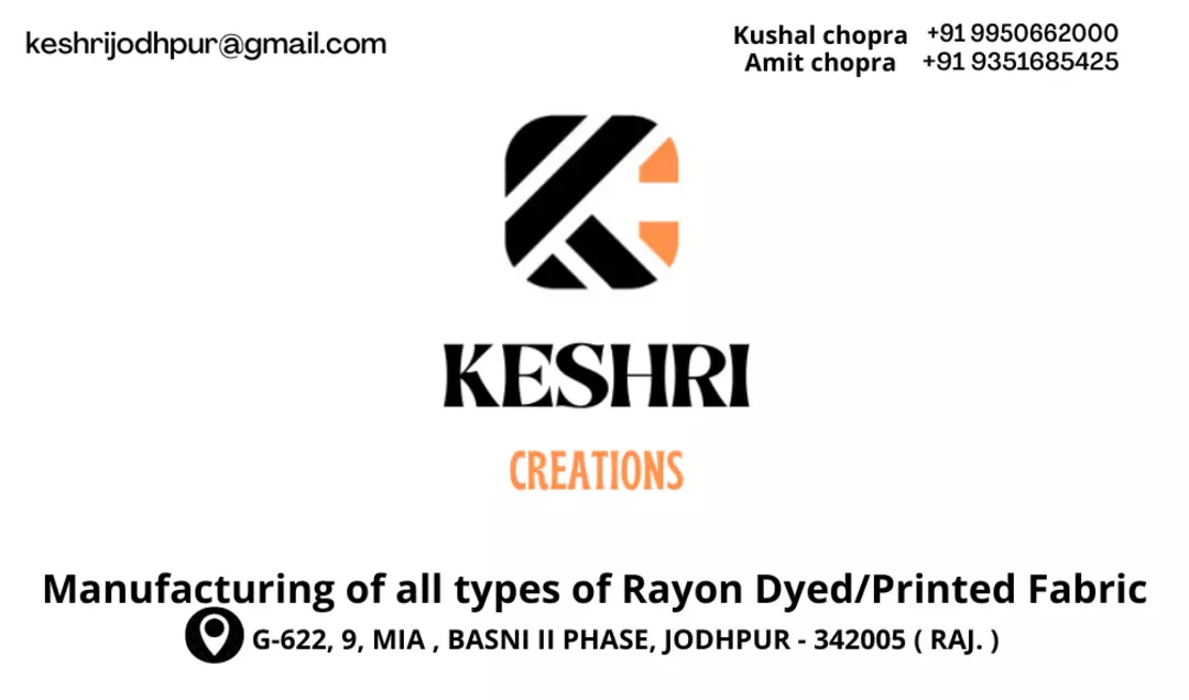 Visiting card store images of Keshri creations