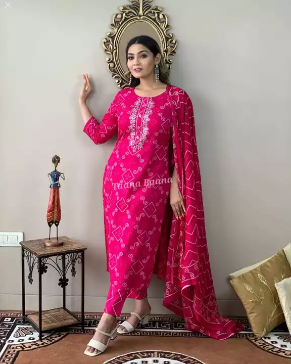 Post image 🥰🥰🥰🥰🥰🥰FESTIVE SEASON
Premium heavy rayon printb Kurti &amp; Embroidery 🪡 on yoke with Rayon Pant nd Beautiful malmal dupatta 