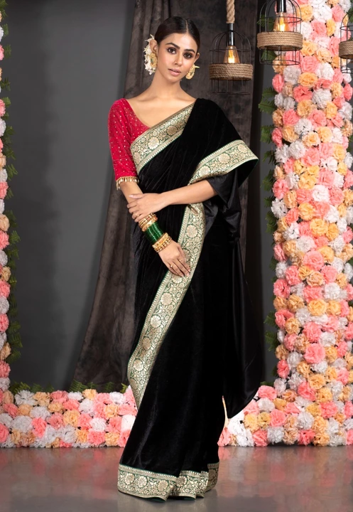 Post image Velvet saree with banari border