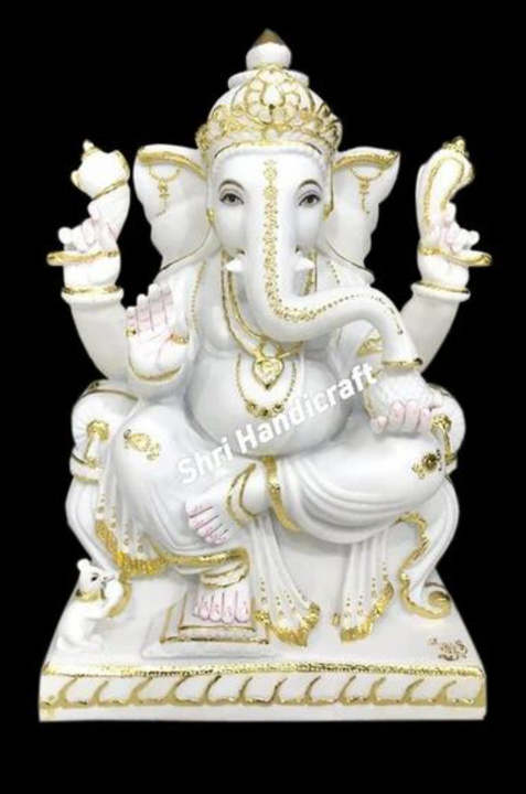 White makrana marble powder Ganesh Statue uploaded by business on 11/1/2022