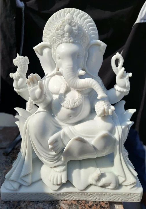 White Makrana marble Powder Ganesh Statue uploaded by business on 11/1/2022