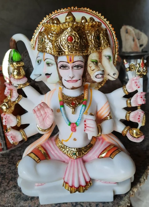 White Makrana Mare Powder Panchmukhi Hanuman Statue uploaded by Shri Handicraft on 11/1/2022