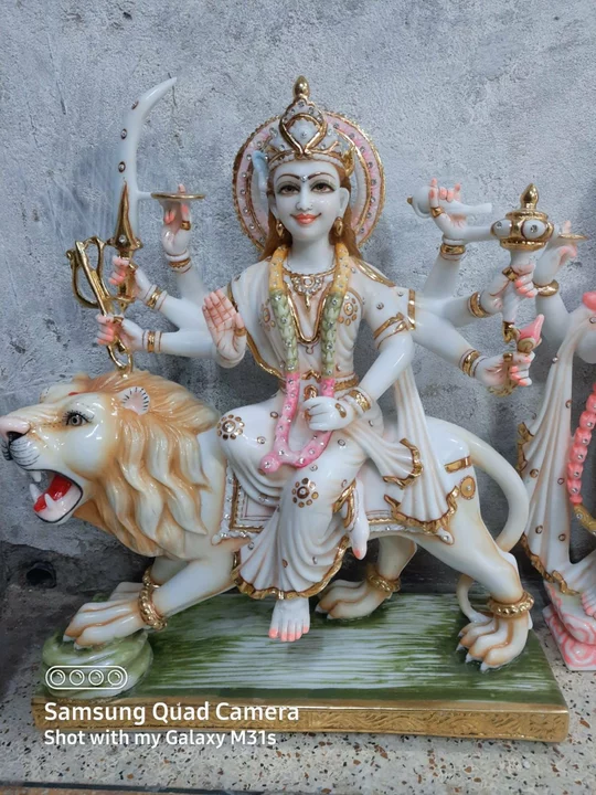 White Makrana Marble Powder Durga Statue uploaded by Shri Handicraft on 11/1/2022
