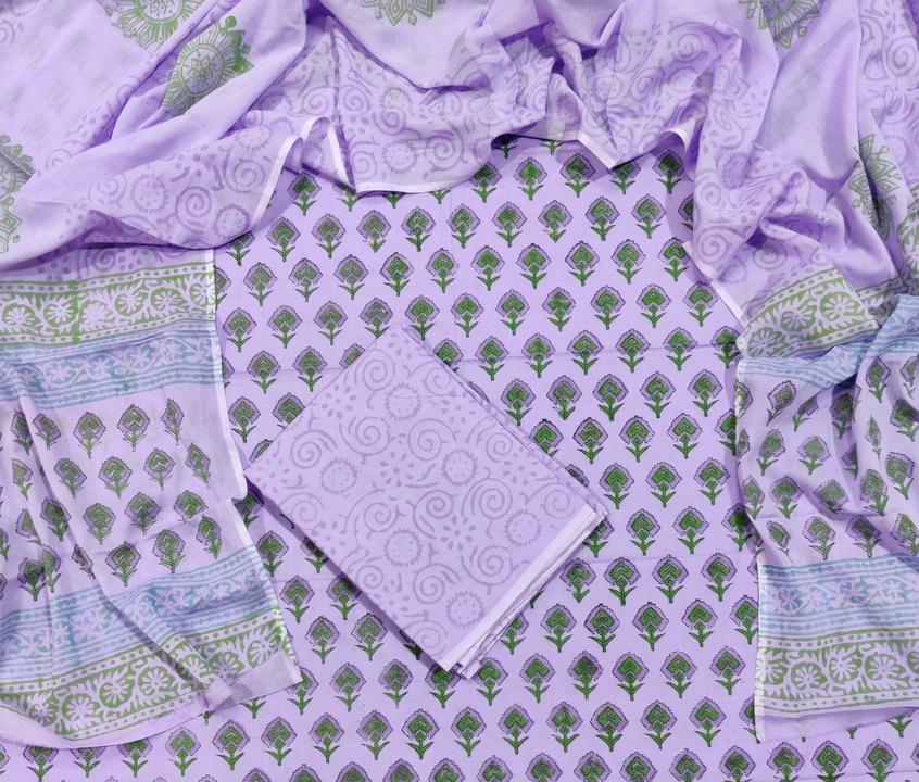 Hand block print cotton suit with cotton dupatta  uploaded by business on 11/2/2022