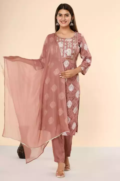 Rayon Printed Kurta Pant Dupatta set uploaded by Vikas Enterprise on 11/2/2022