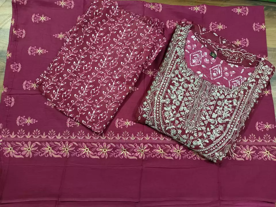 Naira cut Embroidery kurta set with pant dupatta. Contact for order uploaded by KK ENTERPRISES on 11/2/2022