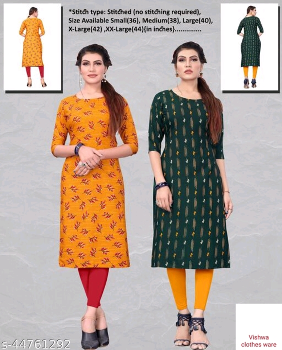 Women's Ethnic Wear Straight Kurti (Combo Pack Of 2)
Name: Women's Ethnic Wear Straight Kurti (Combo uploaded by business on 11/2/2022