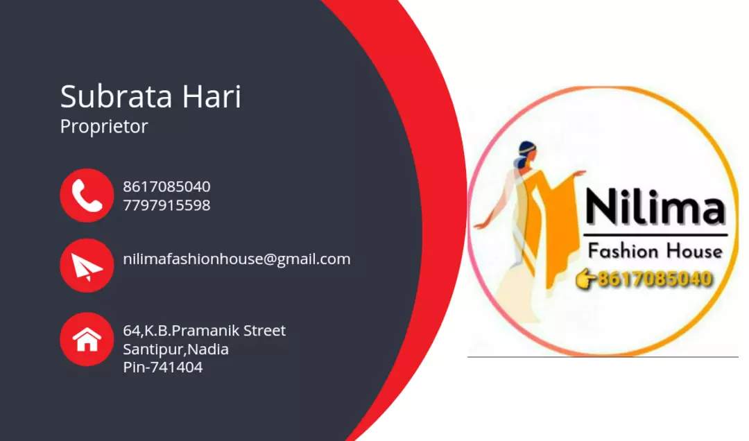 Visiting card store images of Nilima Fashion House