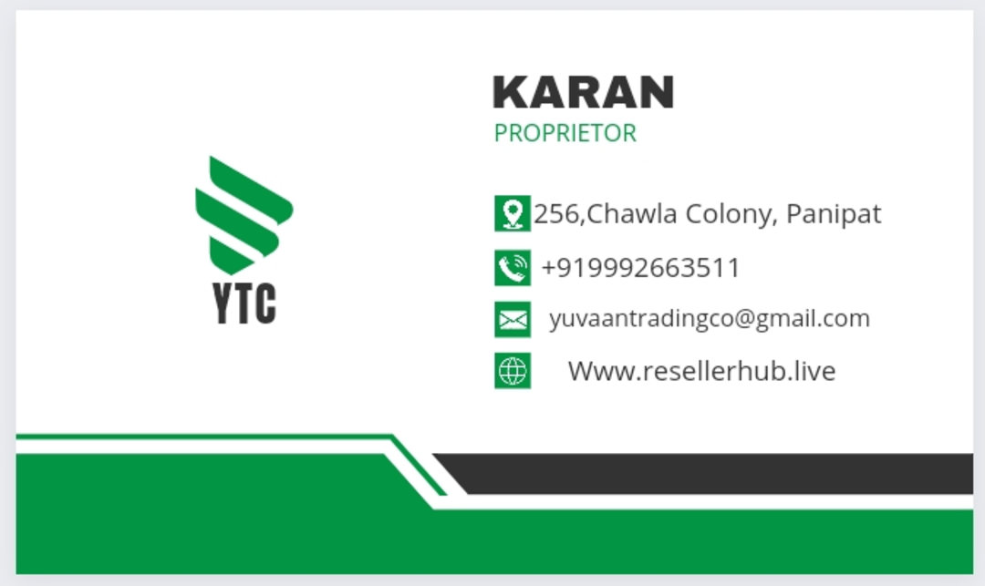 Visiting card store images of Yuvaan Trading Co