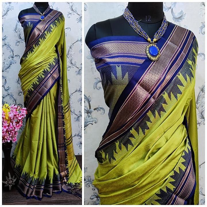 Post image Forward now

Brand : 😊 Redolence 😊 

Catalog : temple paithni saree

Fabric : pure cotton silk 

Concept fined gold zari butti

Blouse : matching with pallu contrast 

Rate :1000/- only 
Reasonable price 

Full set : 12 attractive colors 

Full set 5% less 
Gst applicable on real invoice bill 

Thank you
