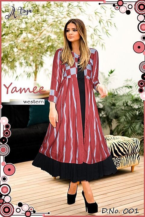 Post image YAMEE WESTERN KURTI
••••••~
[&gt; 2 piece
[&gt; Koti and inner
[&gt; Design - 7
[&gt; Fabric - cotton 
[&gt; Digital print
[&gt; Size - m, l, xl, xxl. 
[&gt; Length - 45"
[&gt; *PRICE- 1050/-( GST INCLUDE)+ship