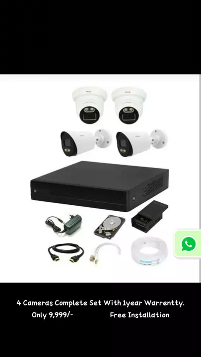 Night vision Colour 4 HD cameras Complete Set With one year warranty only 9999/-.  Instillation Free uploaded by business on 11/3/2022