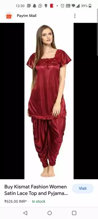 Product image of *PATYALA NIGHT SUIT*

FABRIC.SARTIN 

SIZE.ADULT .L .XL ONE SIDE

MIN ORDER.100 PIECES

*RATE.150 RS, price: Rs. 150, ID: patyala-night-suit-fabric-sartin-size-adult-l-xl-one-side-min-order-100-pieces-rate-150-rs-705d11d8