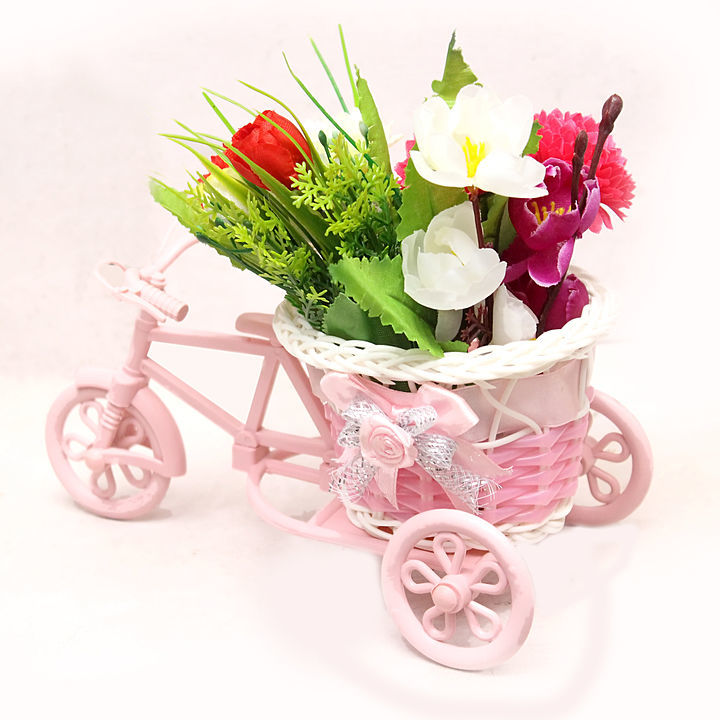 Cycle Rickshaw Shape Flower Vase with Peonies Flower uploaded by Own Art Store on 1/15/2021