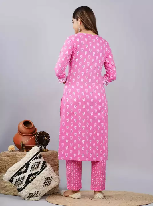Heavy Pink Embroidery kurta pant dupatta set pure cotton  uploaded by KK ENTERPRISES on 11/4/2022